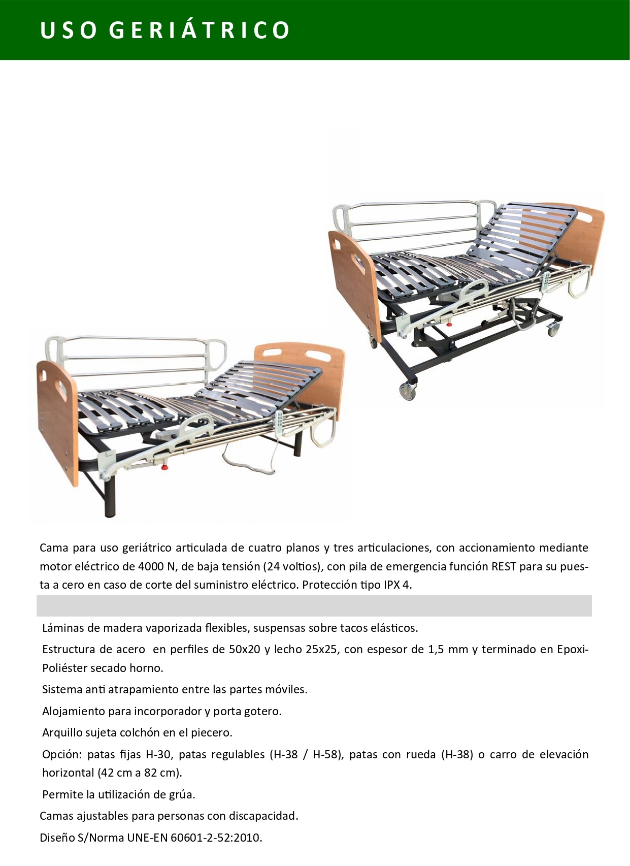 10401- 10 ELB Cama articulada de cuatro planos y tres articulaciones