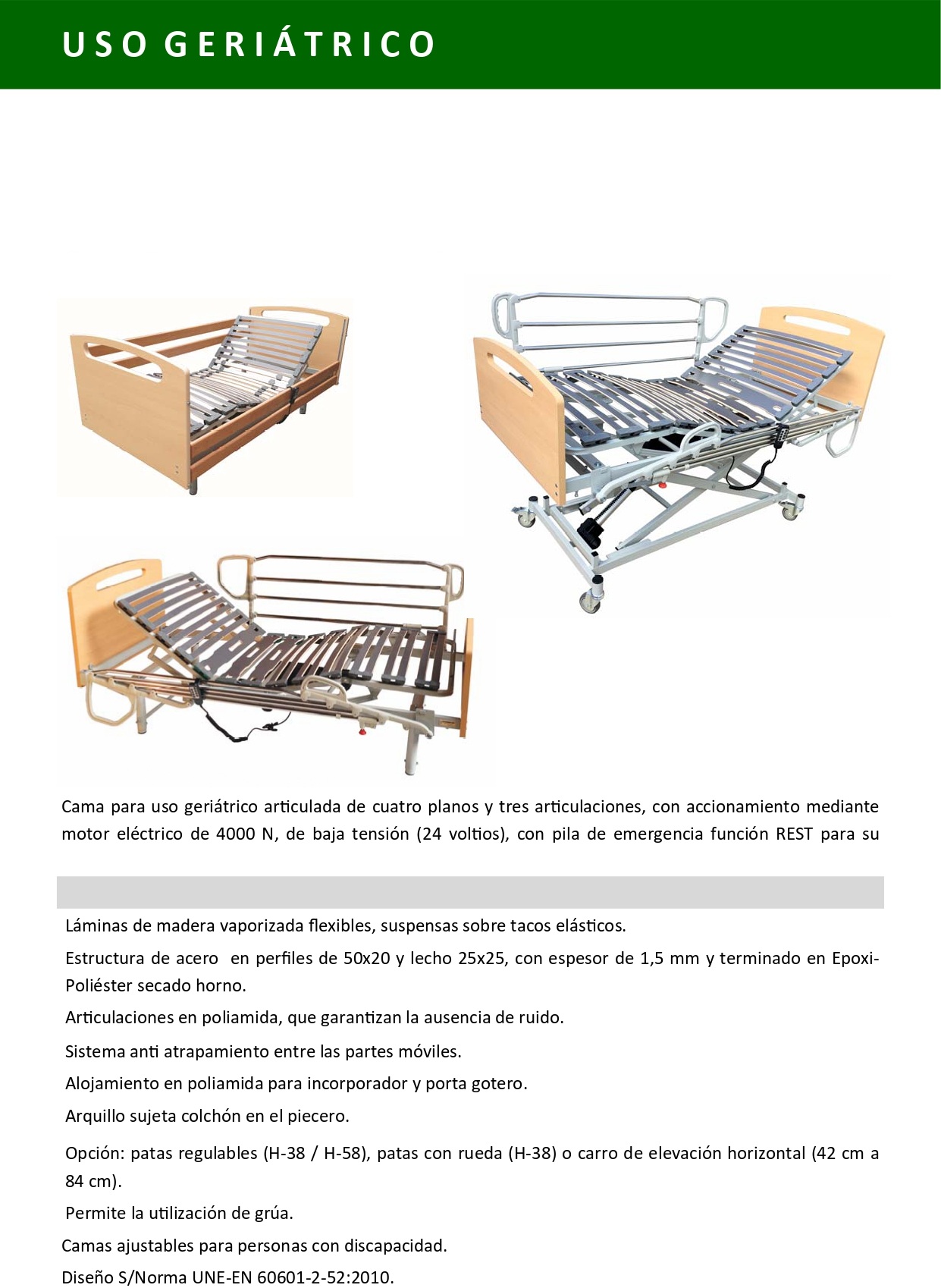 10401-12 TOLE Cama articulada de cuatro planos 