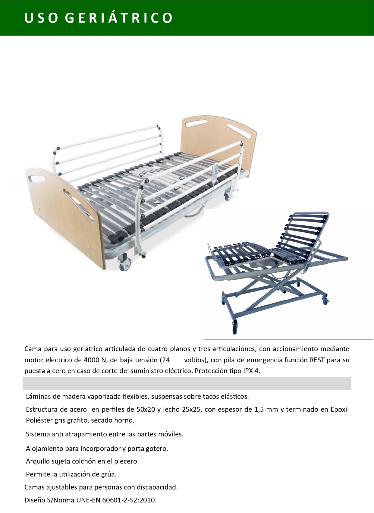 10401-ATL Cama articulada de cuatro planos y tres articulaciones 